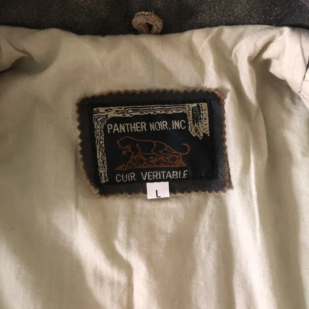 Vintage Medium Leather Jacket, brown oiled leather, Panther Noir - Picture 8 of 10